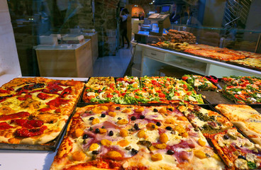 Italian pizza in Bergamo pizzeria
