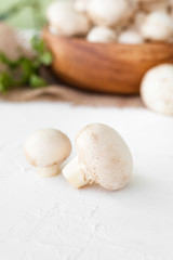 Fresh mushrooms champignon on white background. 