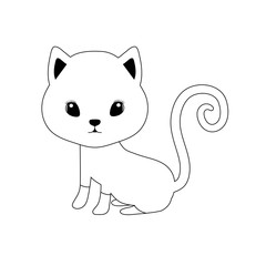 silhouette of cute black cat on white background