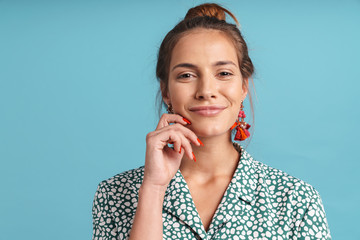 Close up portrait of a lovely young woman wearing shirt