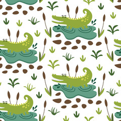 seamless repeat pattern with alligators