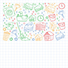 Cleaning services company vector pattern, squared notebook