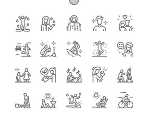 Spring people Well-crafted Pixel Perfect Vector Thin Line Icons 30 2x Grid for Web Graphics and Apps. Simple Minimal Pictogram