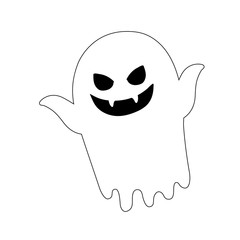 spooky halloween ghost on white background