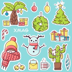 Collection of winter feast stickers and icons