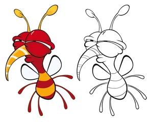 Foto op Plexiglas Vectorillustratie van een schattige Cartoon karakter Bee voor je ontwerp en computerspel. Kleurboek overzichtsset © liusa
