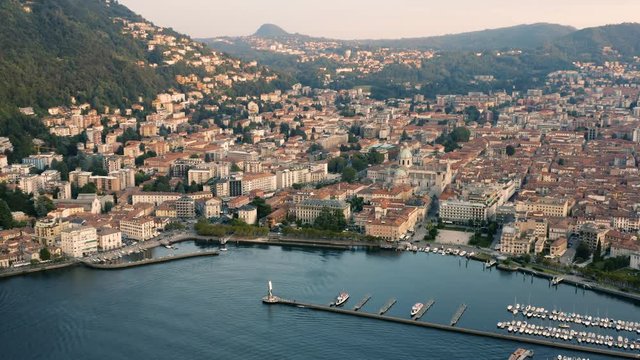 Aerial view of Como, the city city in northern Italy