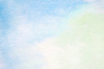 Green and blue abstract watercolor painting textured on white paper background, art and craft design background