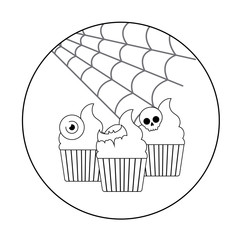 delicious and fresh cupcake with halloween decoration