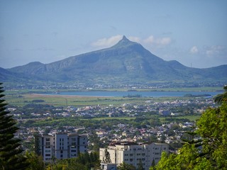 Mountain Le Pouce viewed from Trou aux Cerfs in Curepipe, Mauritius