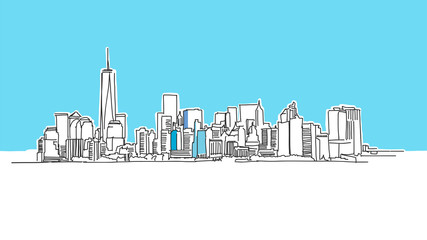 New York City Lineart Vector Sketch