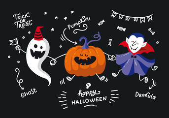 Vector template of Halloween party invitations or greeting cards