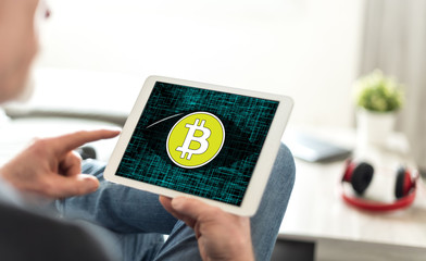 Bitcoin concept on a tablet