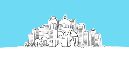 Orthodox Church Lineart Vector Sketch