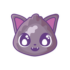 head of cute cat on white background