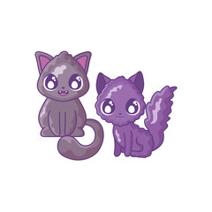 cute cats on white background