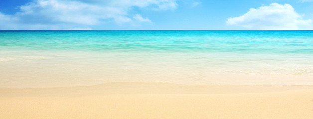 Empty sand beach in front of summer sea