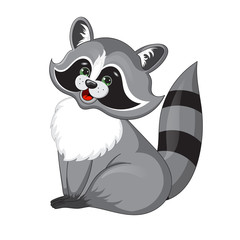 Cute Funny Raccoon. Illustration cartoon.