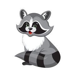 Cute Funny Raccoon. Illustration cartoon. © vectorforjoy
