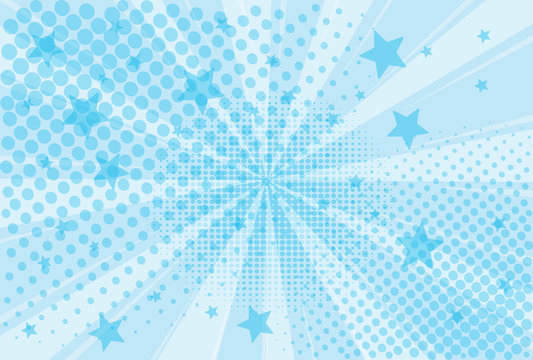 Blue and white background of the Book in comic style pop art superhero. Lightning blast halftone dots. Cartoon vs. Vector