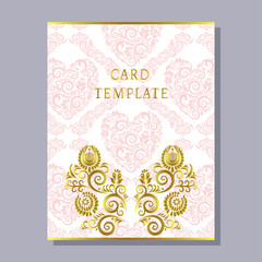 greeting invitation card template design with Ethnic ornament, floral design for banner, flyer, invitation, poster, web site or greeting card. Vector illustration