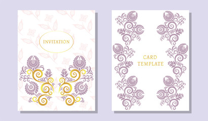 greeting invitation card template design with Ethnic ornament, floral design for banner, flyer, invitation, poster, web site or greeting card. Vector illustration