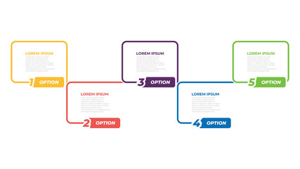 Thin line elements Infographic with 5 options, steps. Business process for diagram, annual report, info chart, presentations, graph.