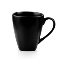 black ceramic cup isolated on white background