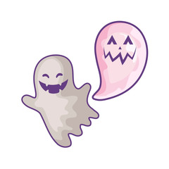 funny halloween ghost on white background