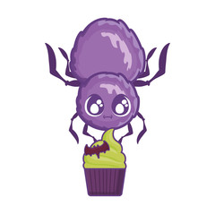 creepy spider animal on white background