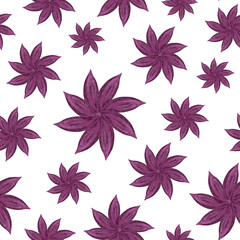 Watercolor cakes seamless pattern. Hand drawn cup of tea, fruit cream biscuit, eclair with chocolate glaze, honey dessert. Sweet food illustration on yellow for menu decoration, birthday celebration.