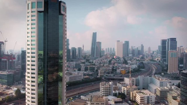 Tel aviv skycraper and Skyline aerial view Drone footage tel aviv skyline buildings and traffic