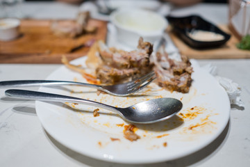  leftover food after party, dirty food