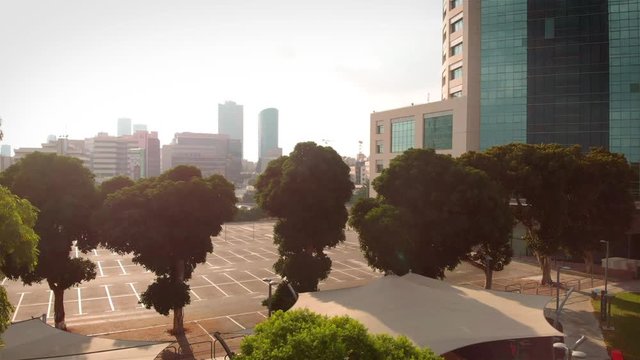 Tel aviv city trees and skycrapers aerial Drone footage of Tel aviv city trees and skycrapers aerial