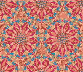 Seamless repeating floral pattern consisting of mandalas
