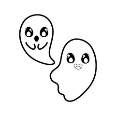 funny halloween ghost on white background