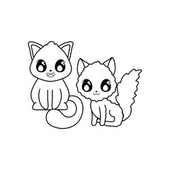 cute cats on white background