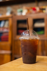 Ice coffee americano in a glass
