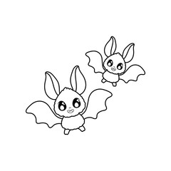 silhouette of bats flying on white background