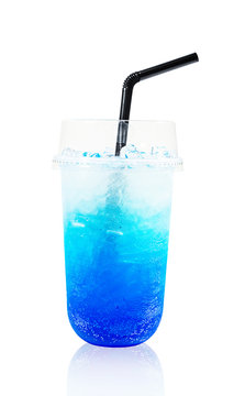 Blue hawaii italian soda drink in glass.