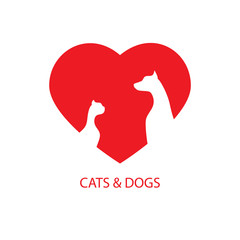 Love cats and dogs icon logo vector graphic design