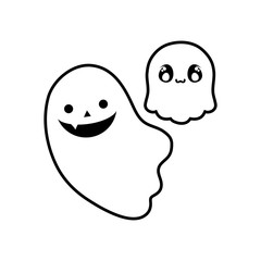 funny halloween ghost on white background