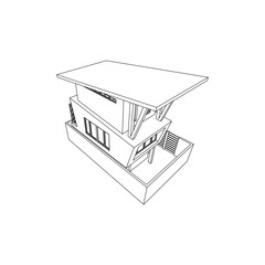 Asymetric Building design architectural isolated images