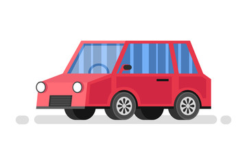Cartoon red car. Vector illustration.