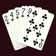 Flush of clubs - playing cards vector illustration