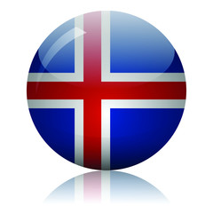 Obraz premium Icelandic flag glass icon vector illustration