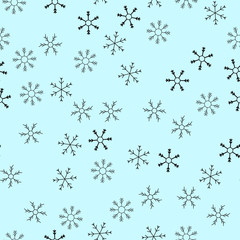 Snowflakes in different shapes and forms. Merry Christmas and New Year seamless vector pattern. Colorful background for Xmas.