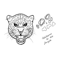 Hand-drawn leopard. Coloring page - zendala, design for spiritual relaxation for adults, vector illustration, isolated on a white background