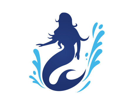 Beautiful and Elegant Mermaid Swim Through Wave