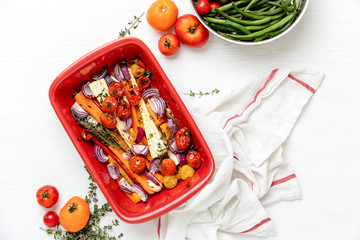 Roasted season vegetables freshly cooked